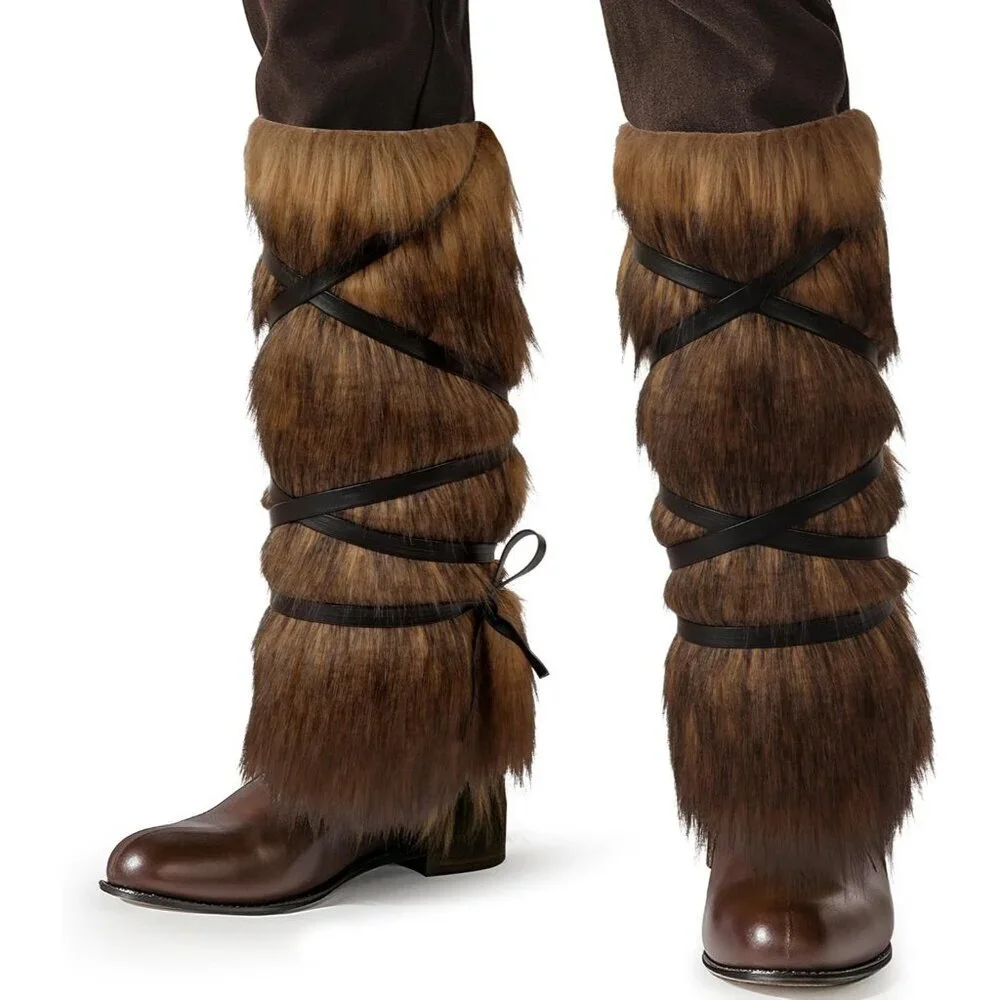 Viking Fur Leg Covers Faux Fur One Size Medieval Cosplay Halloween